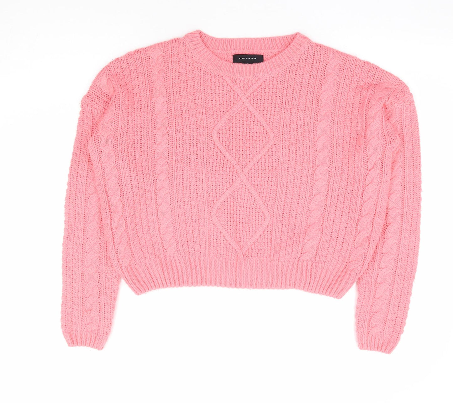 Primark Womens Pink Boat Neck Acrylic Pullover Jumper Size 6 - Cropped