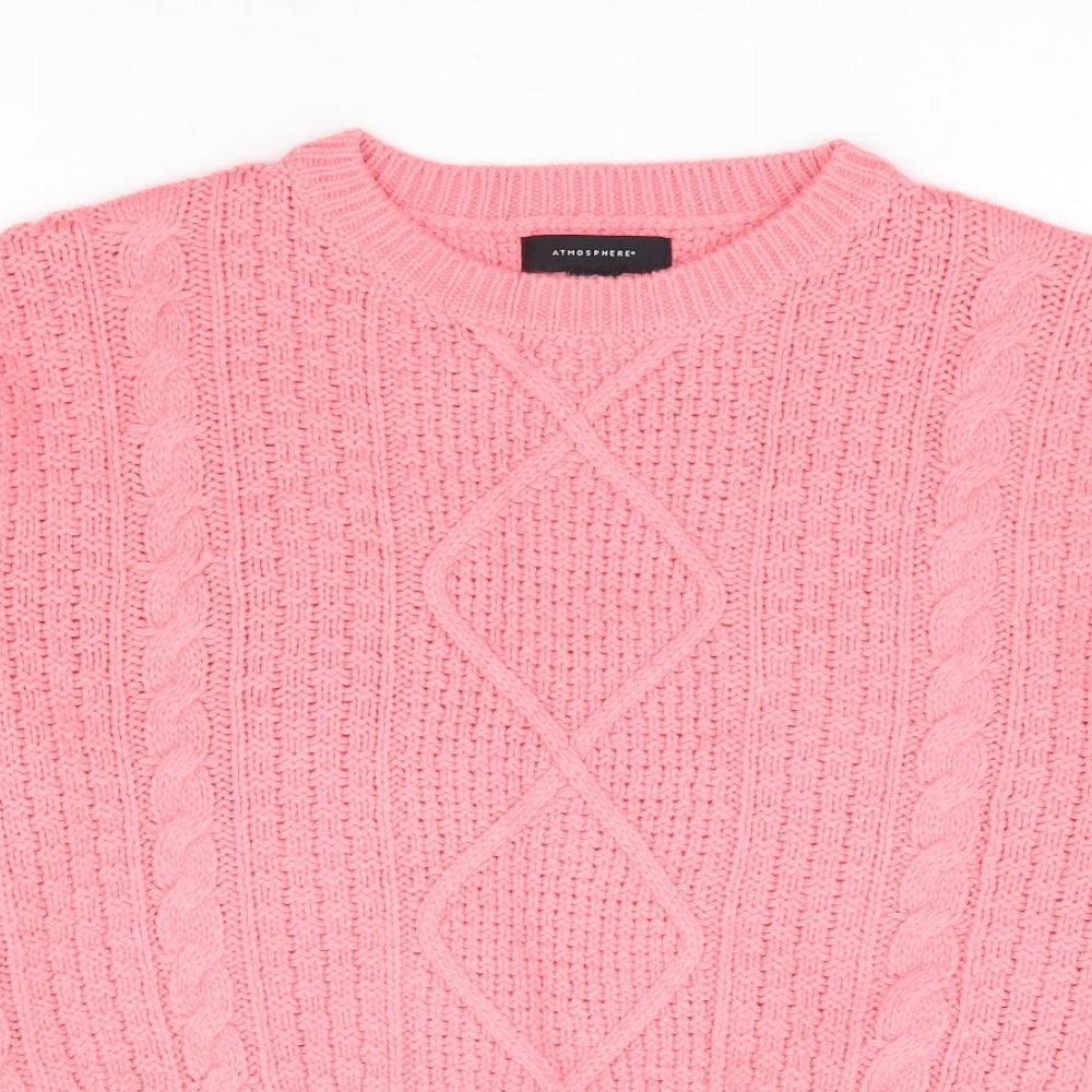 Primark Womens Pink Boat Neck Acrylic Pullover Jumper Size 6 - Cropped