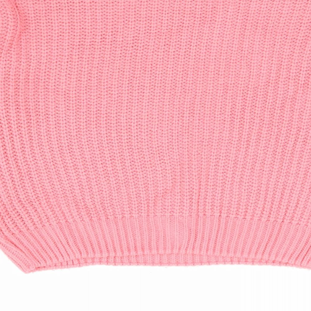 Primark Womens Pink Boat Neck Acrylic Pullover Jumper Size 6 - Cropped