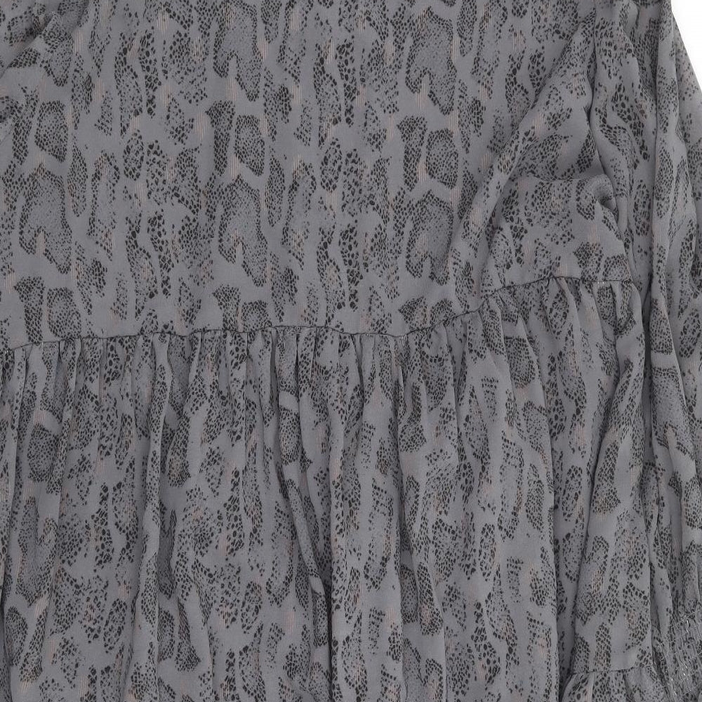 Yourds Womens Grey Animal Print Polyester Shirt Dress Size 26 Collared Button - Snake Skin Print