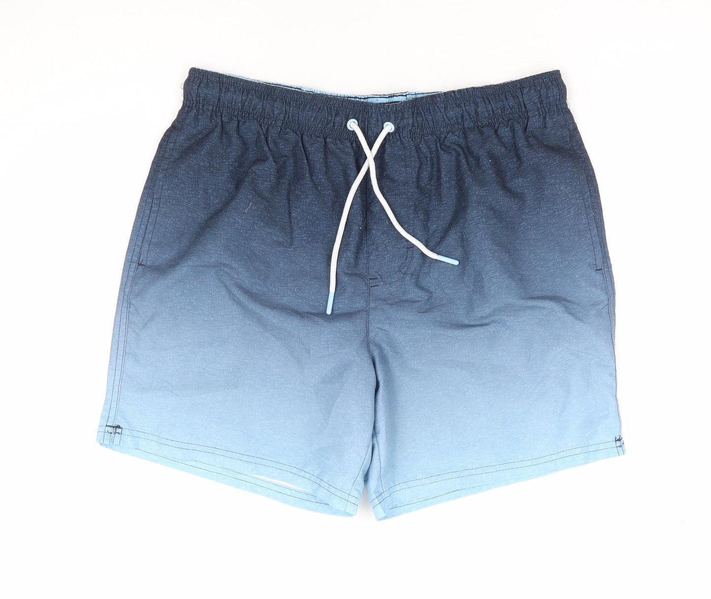 Matalan Mens Blue Polyester Athletic Shorts Size M L8 in Regular Drawstring - Ombre Swim Short