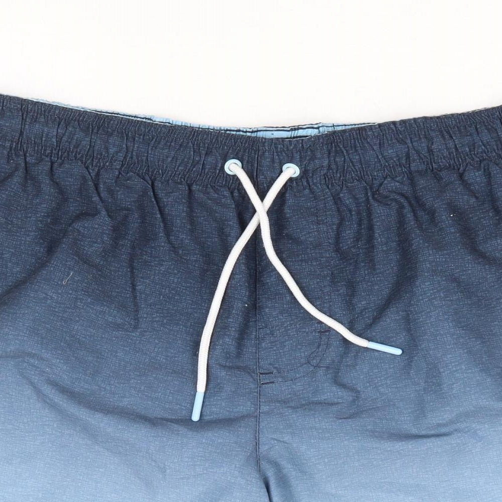 Matalan Mens Blue Polyester Athletic Shorts Size M L8 in Regular Drawstring - Ombre Swim Short