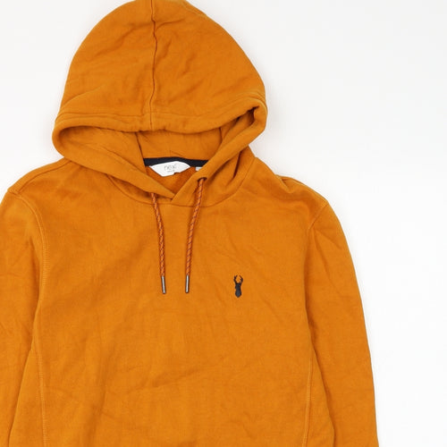 NEXT Mens Orange Cotton Pullover Hoodie Size S
