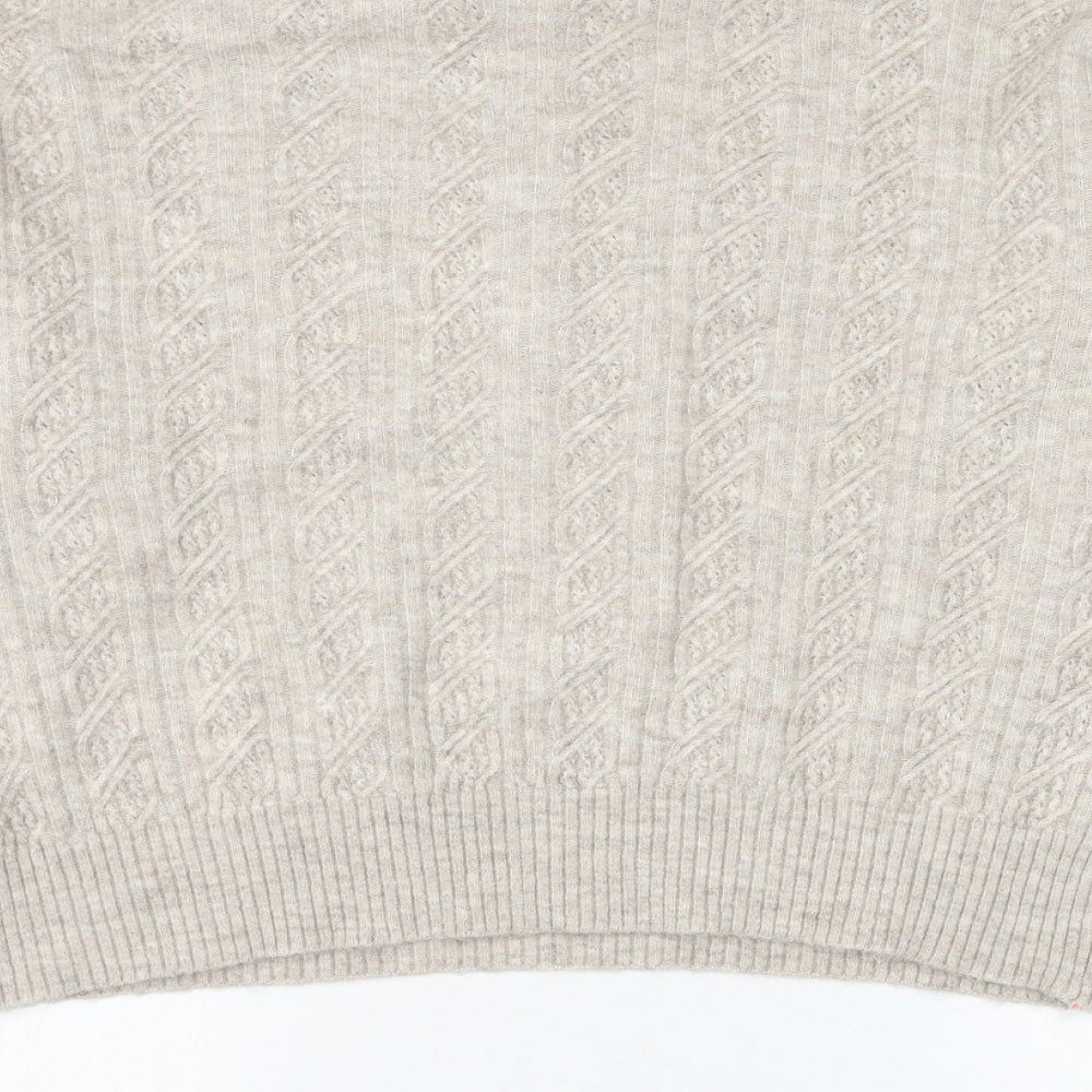 H&M Womens Beige Collared Polyester Pullover Jumper Size XL