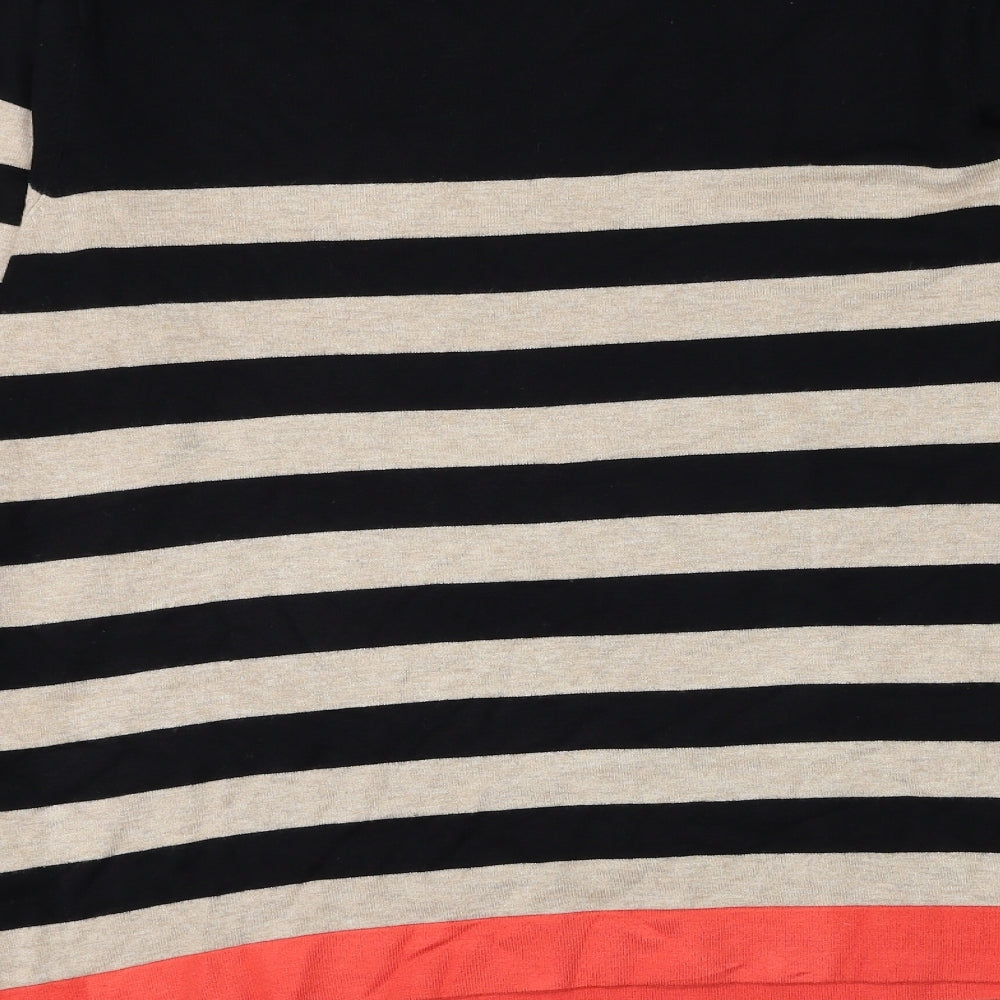 Wallis Womens Black Boat Neck Striped Viscose Pullover Jumper Size 18