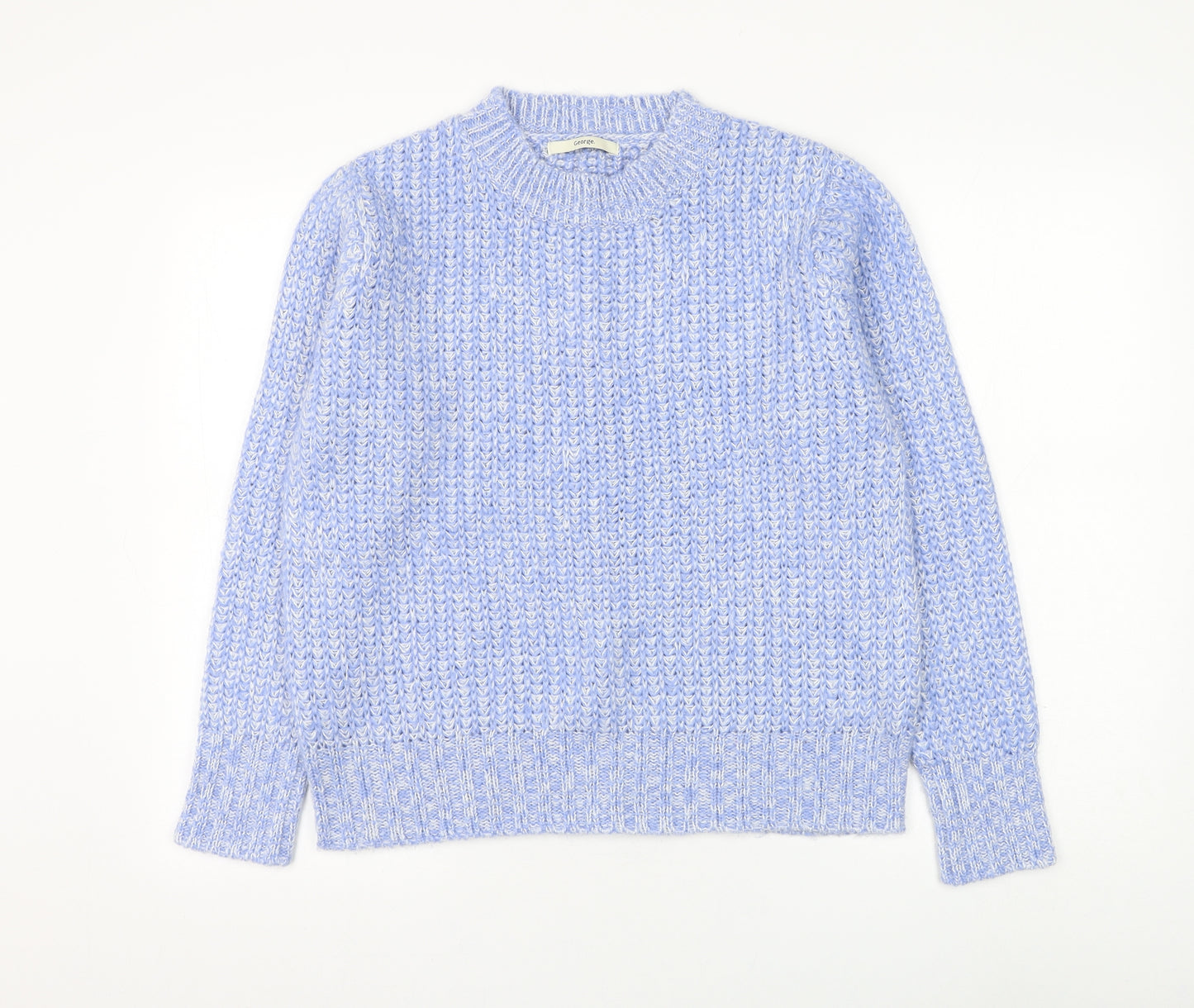 George Womens Blue Round Neck Acrylic Pullover Jumper Size 12