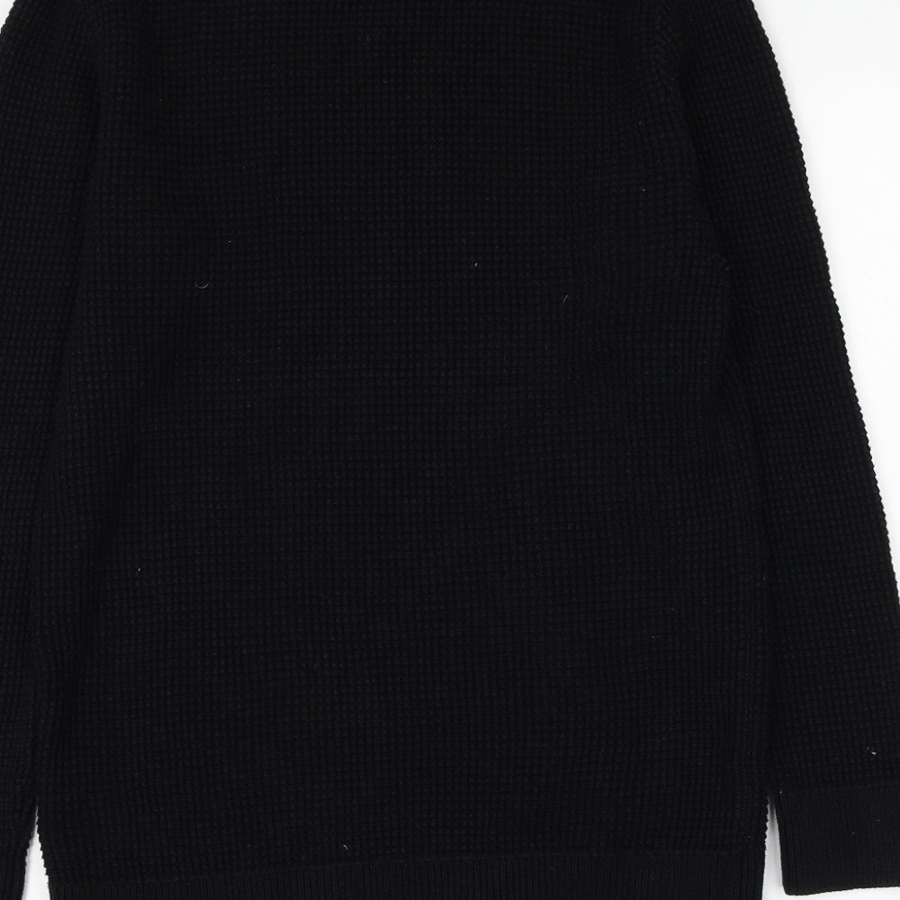H&M Mens Black Round Neck Acrylic Pullover Jumper Size S