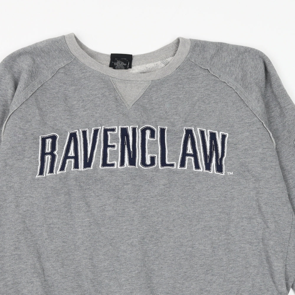Universal Studios Womens Grey Cotton Pullover Sweatshirt Size L Lace Up - Harry Potter Ravenclaw