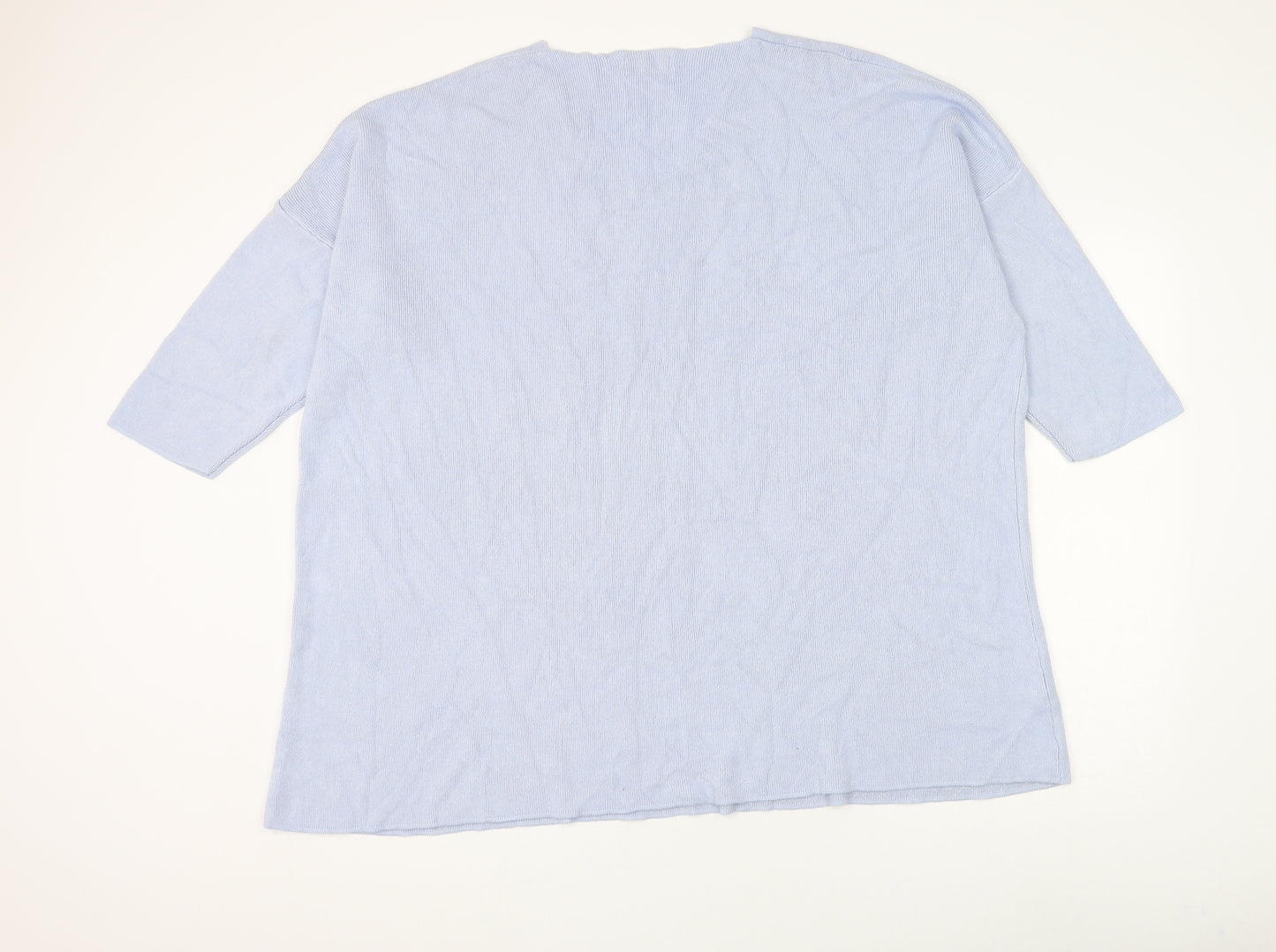 Mina Rose Womens Blue V-Neck Modacrylic Pullover Jumper Size 2XL - Love