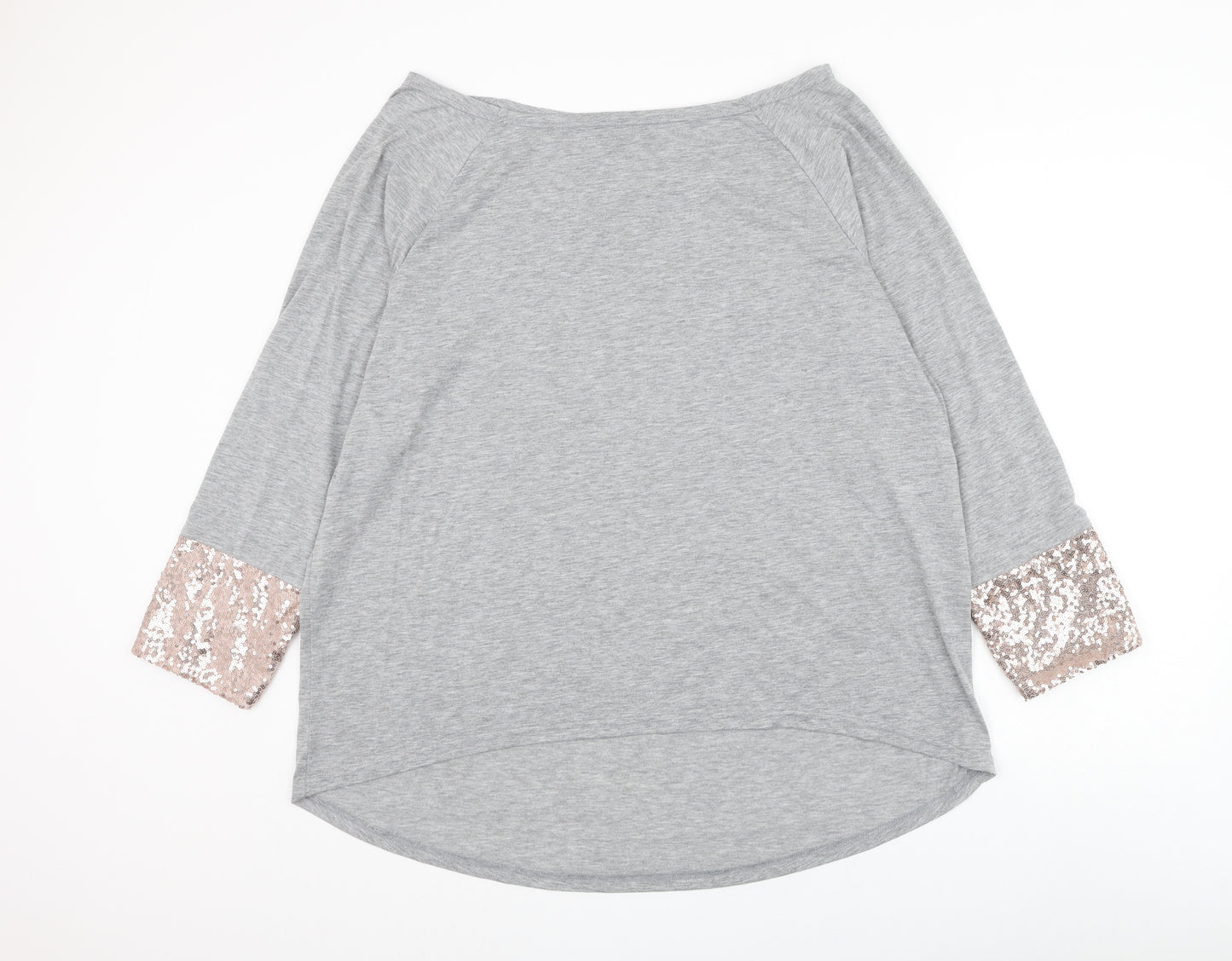 SheIn Womens Grey Boat Neck Polyester Pullover Jumper Size 2XL