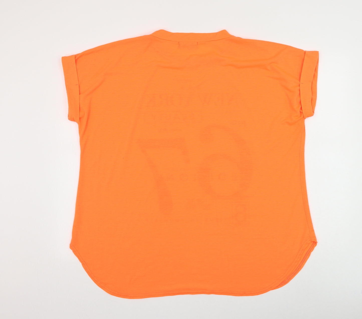 Nouvelle Womens Orange Polyester Basic T-Shirt Size 26 Round Neck - New York