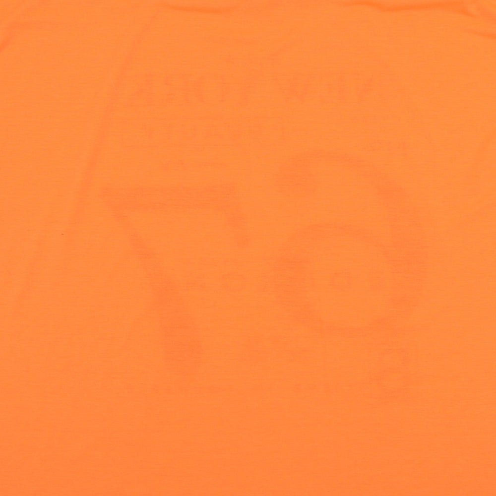 Nouvelle Womens Orange Polyester Basic T-Shirt Size 26 Round Neck - New York