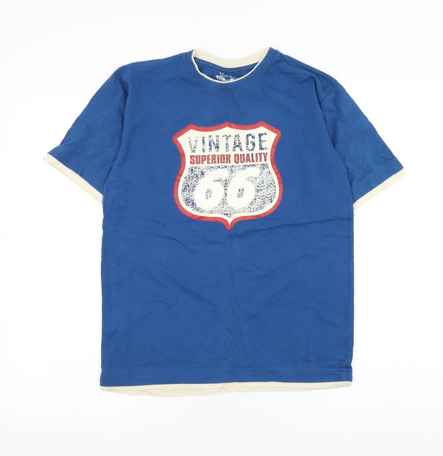 Matalan Boys Blue Cotton Basic T-Shirt Size 10-11 Years Round Neck Pullover - Vintage 66
