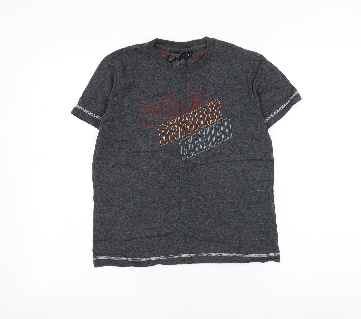 FILA Boys Grey Cotton Basic T-Shirt Size L Round Neck Pullover - Divisione Technica