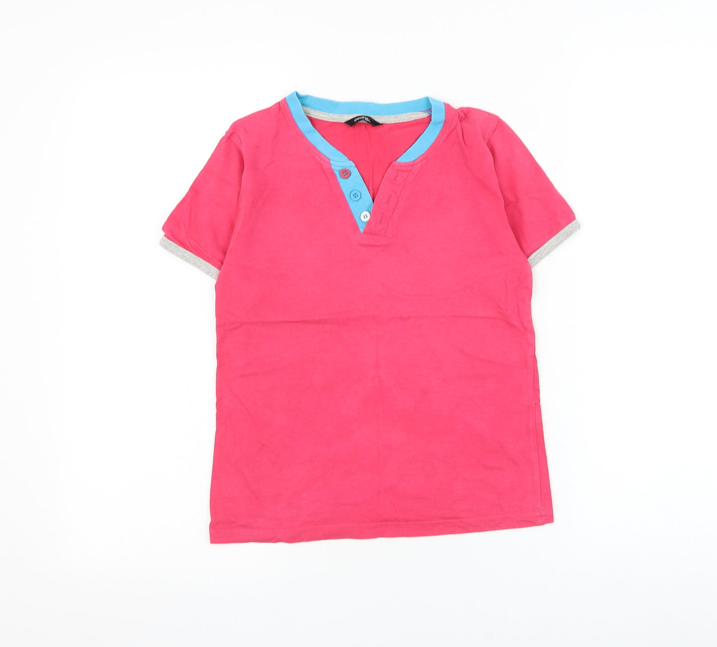 George Boys Pink Cotton Basic T-Shirt Size 8-9 Years V-Neck Pullover