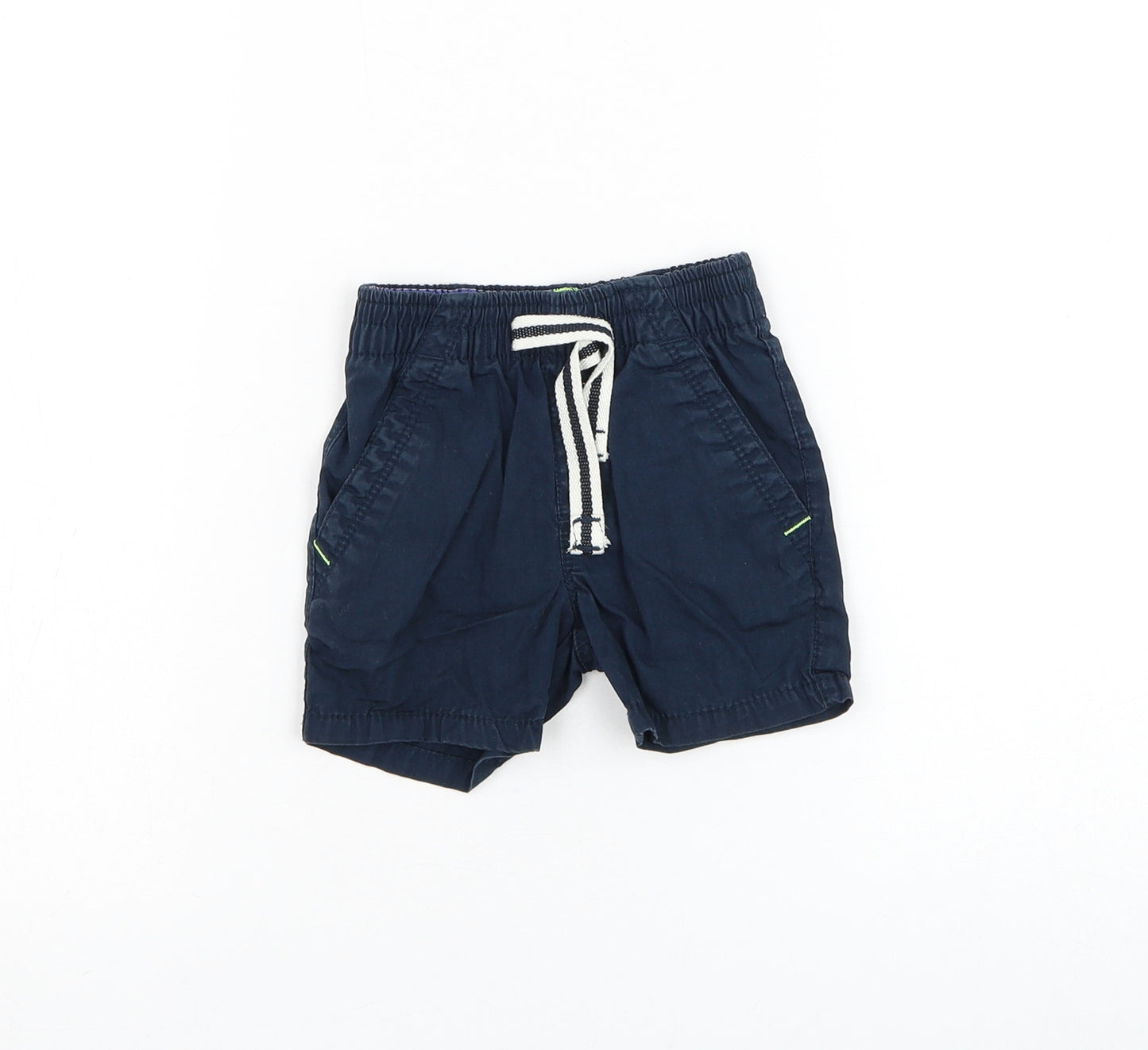 NEXT Boys Blue Cotton Cropped Trousers Size 9-12 Months Drawstring - Shorts