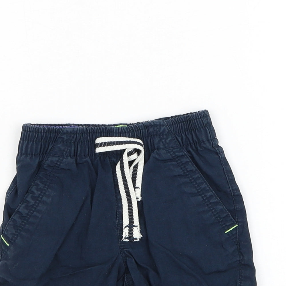 NEXT Boys Blue Cotton Cropped Trousers Size 9-12 Months Drawstring - Shorts