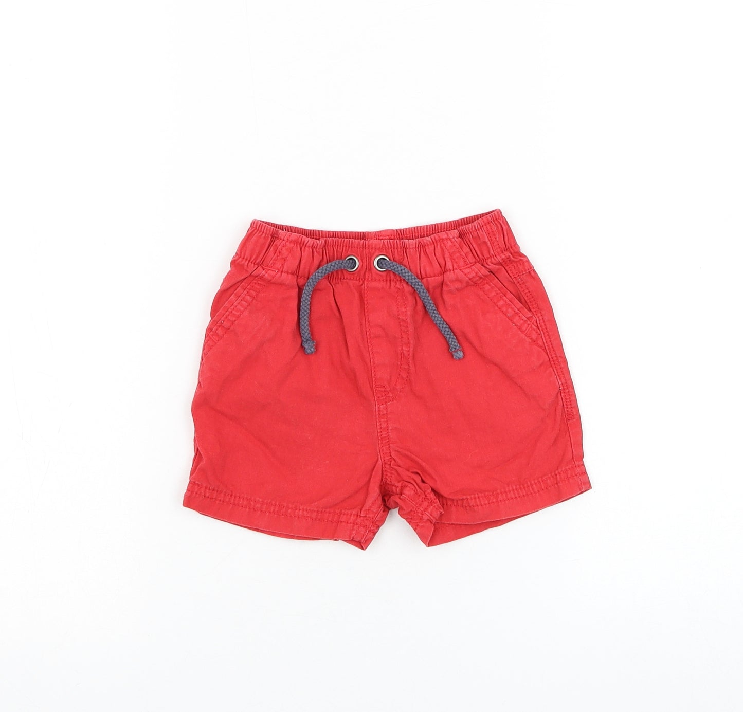 George Boys Red Cotton Cropped Trousers Size 9-12 Months Drawstring - Shorts