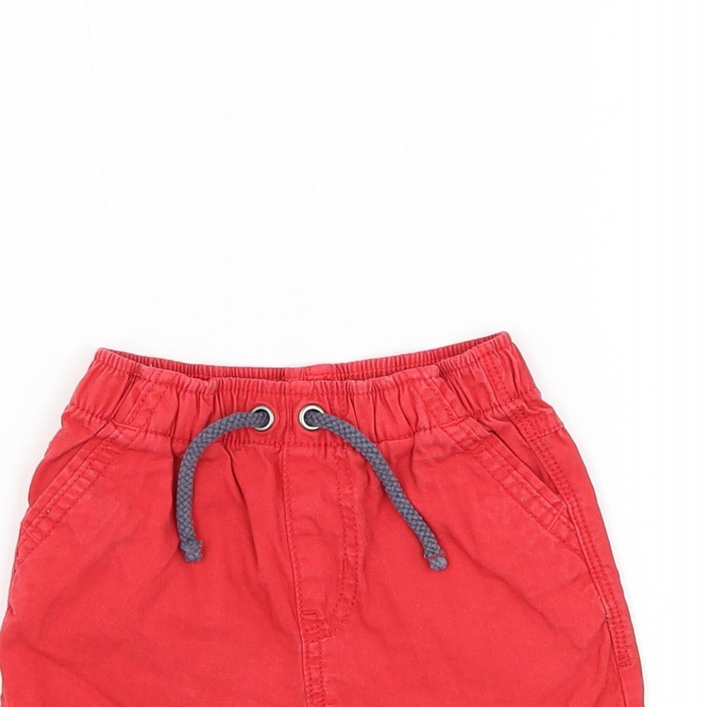 George Boys Red Cotton Cropped Trousers Size 9-12 Months Drawstring - Shorts