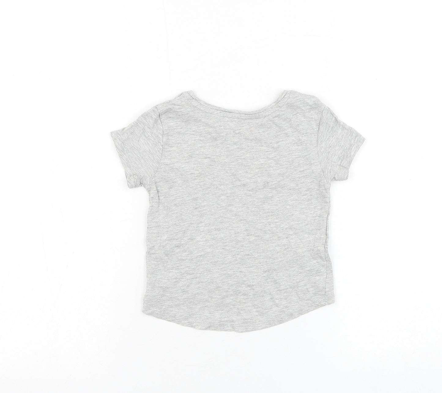 Primark Girls Grey Cotton Basic T-Shirt Size 2-3 Years Round Neck Pullover - Awesome