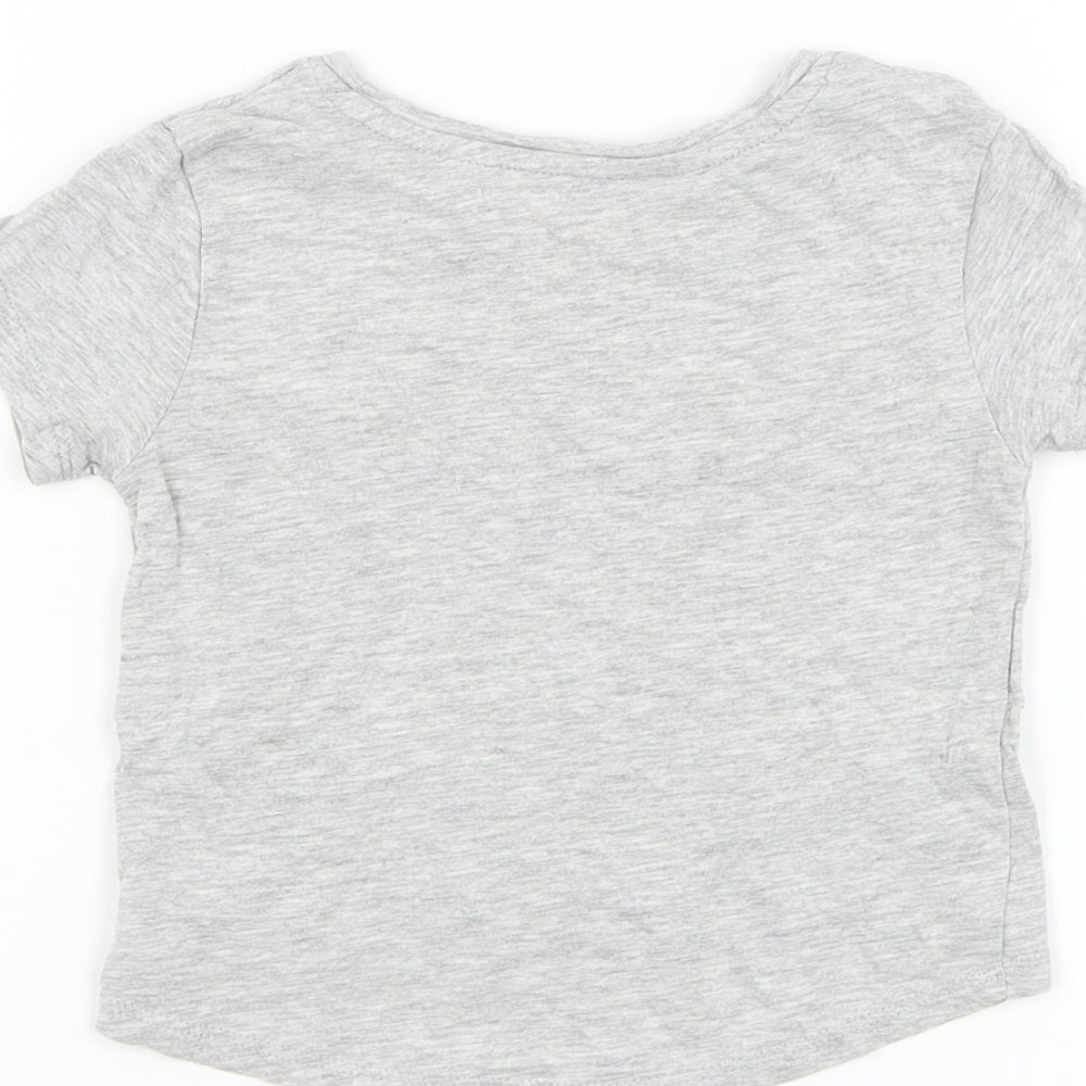 Primark Girls Grey Cotton Basic T-Shirt Size 2-3 Years Round Neck Pullover - Awesome