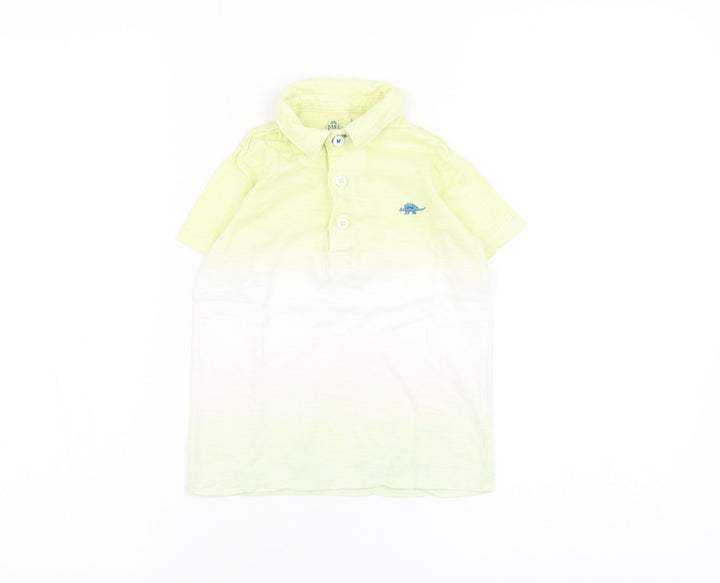F&F Boys Yellow Cotton Basic Polo Size 2-3 Years Collared Button - Dinosaur