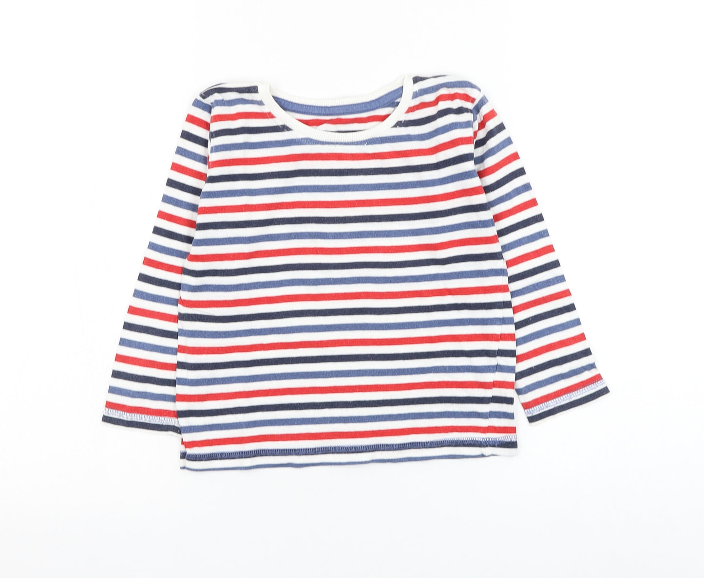 Dunnes Stores Boys Multicoloured Striped Cotton Basic T-Shirt Size 3-4 Years Round Neck Pullover