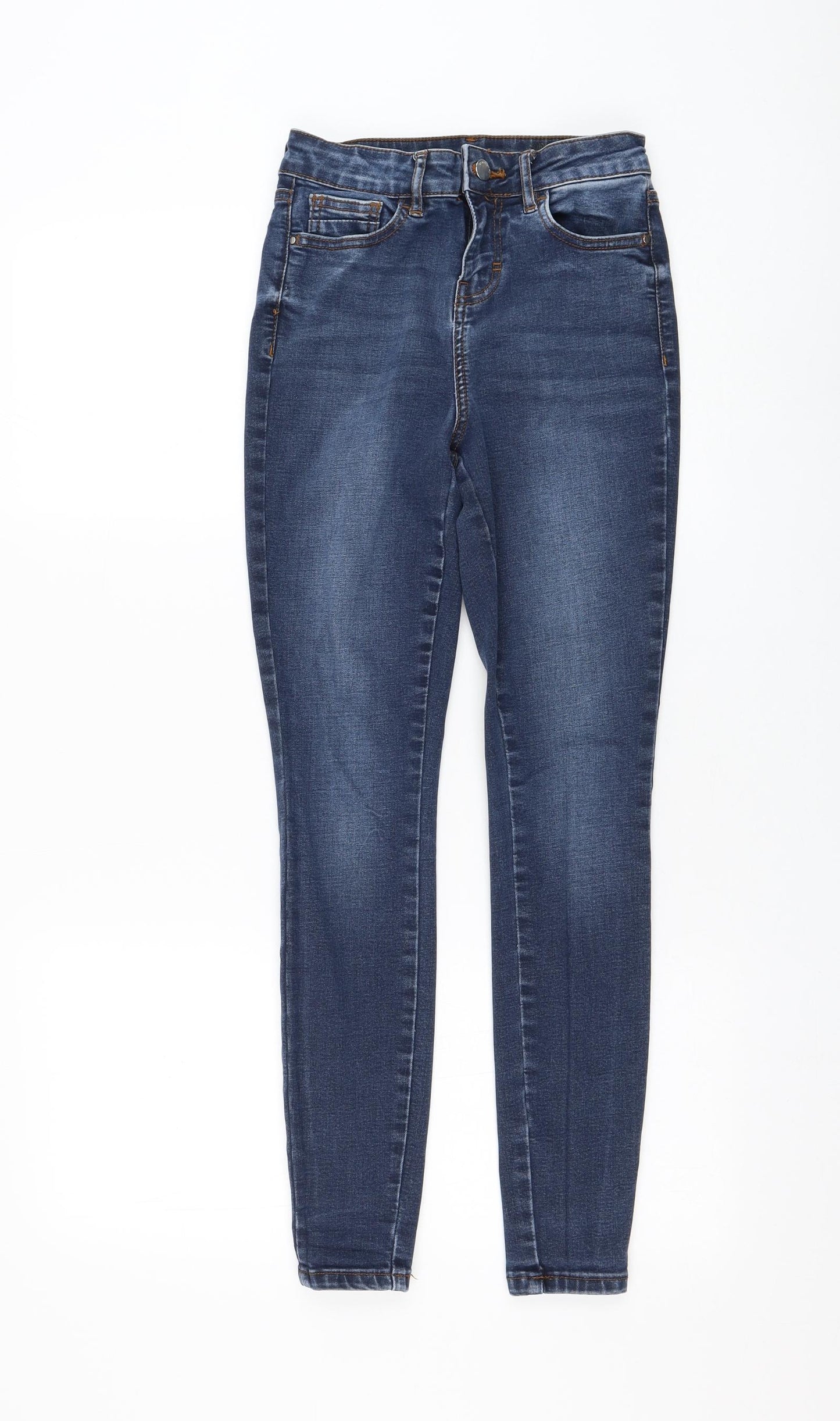 TU Womens Blue Cotton Skinny Jeans Size 8 L27 in Regular Zip