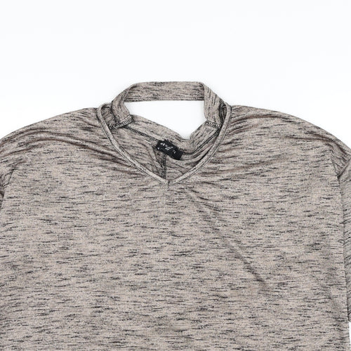New Look Womens Gold V-Neck Polyester Pullover Jumper Size S - Key Hole Neck