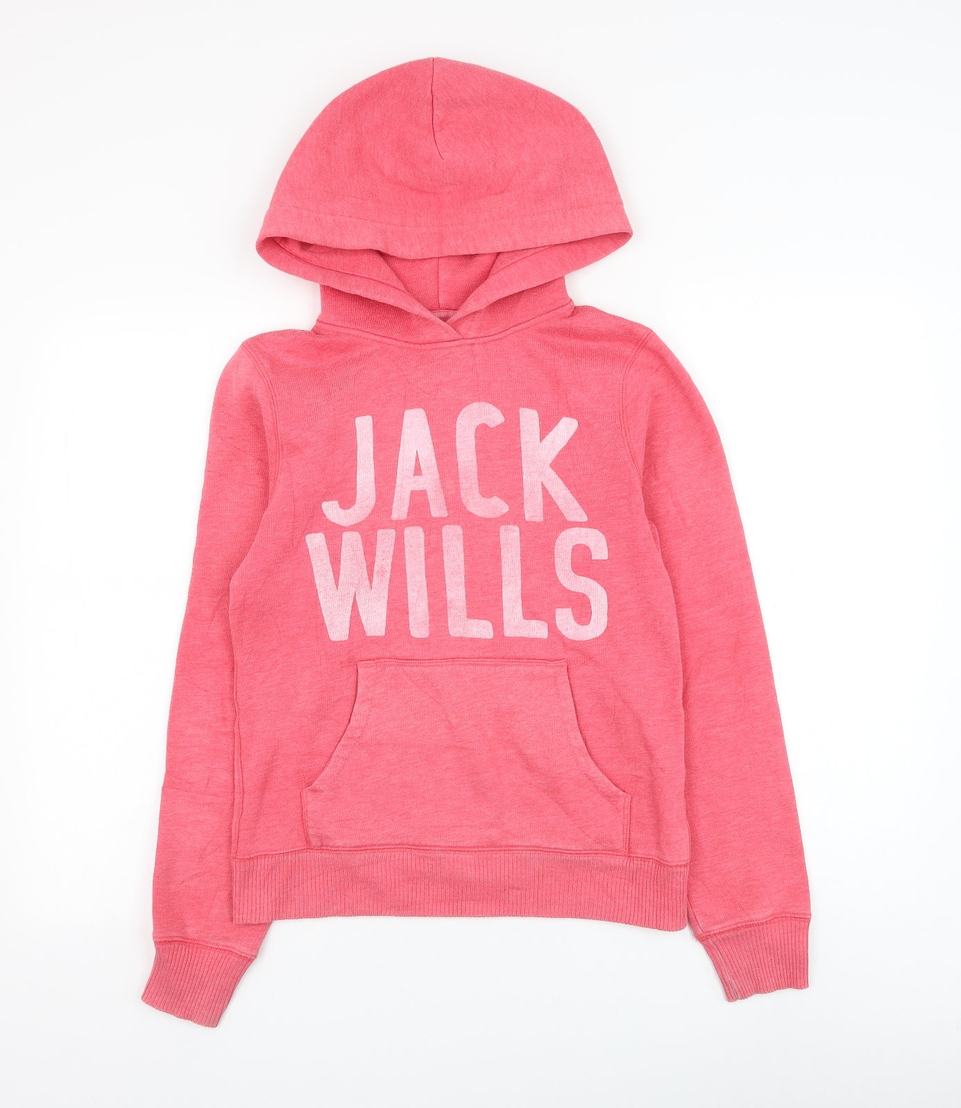 Jack Wills Womens Pink Cotton Pullover Hoodie Size 8 Pullover