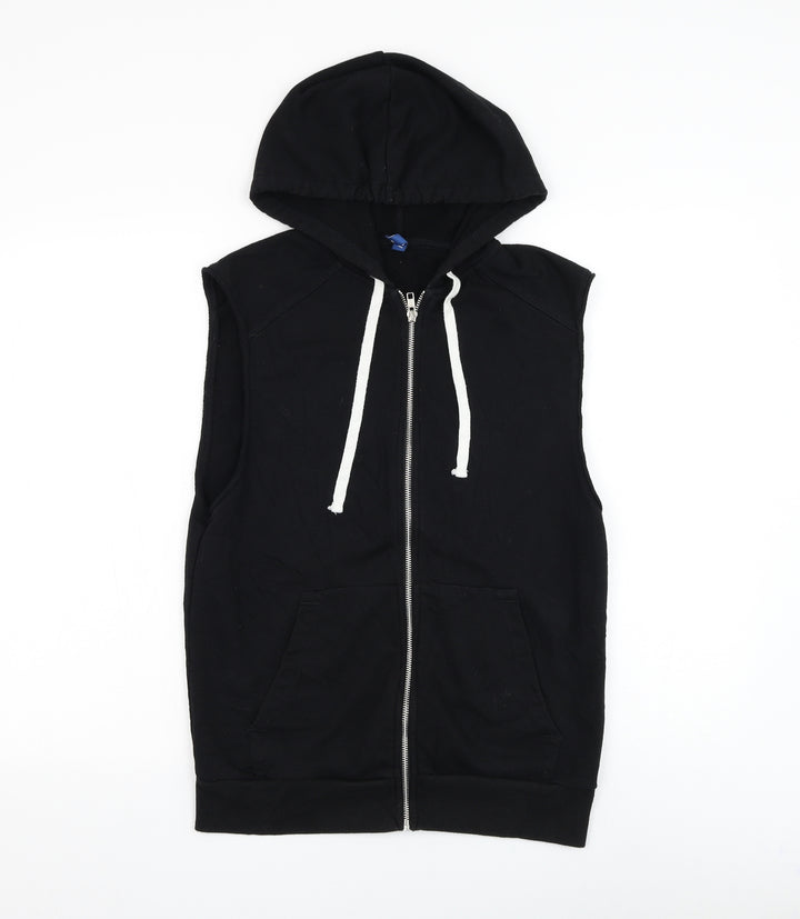 Divided by H&M Womens Black Cotton Vest Sweatshirt Size S Zip