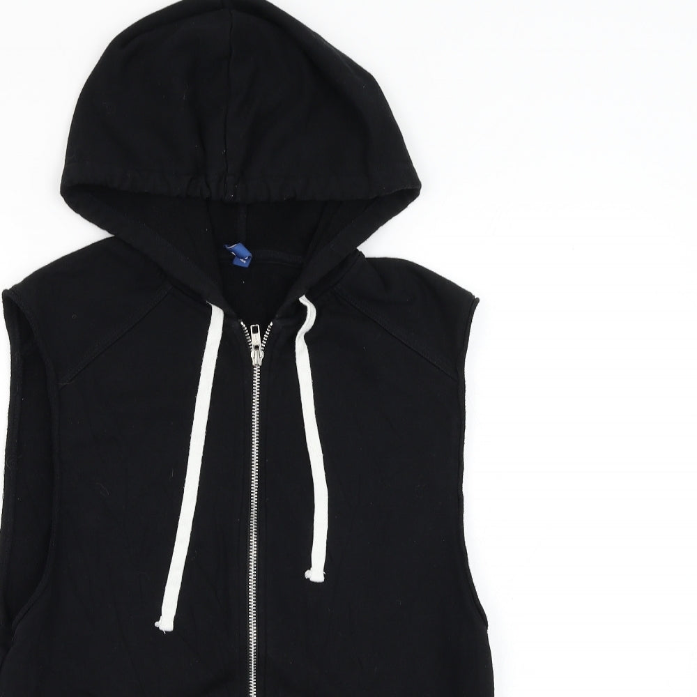 Divided by H&M Womens Black Cotton Vest Sweatshirt Size S Zip