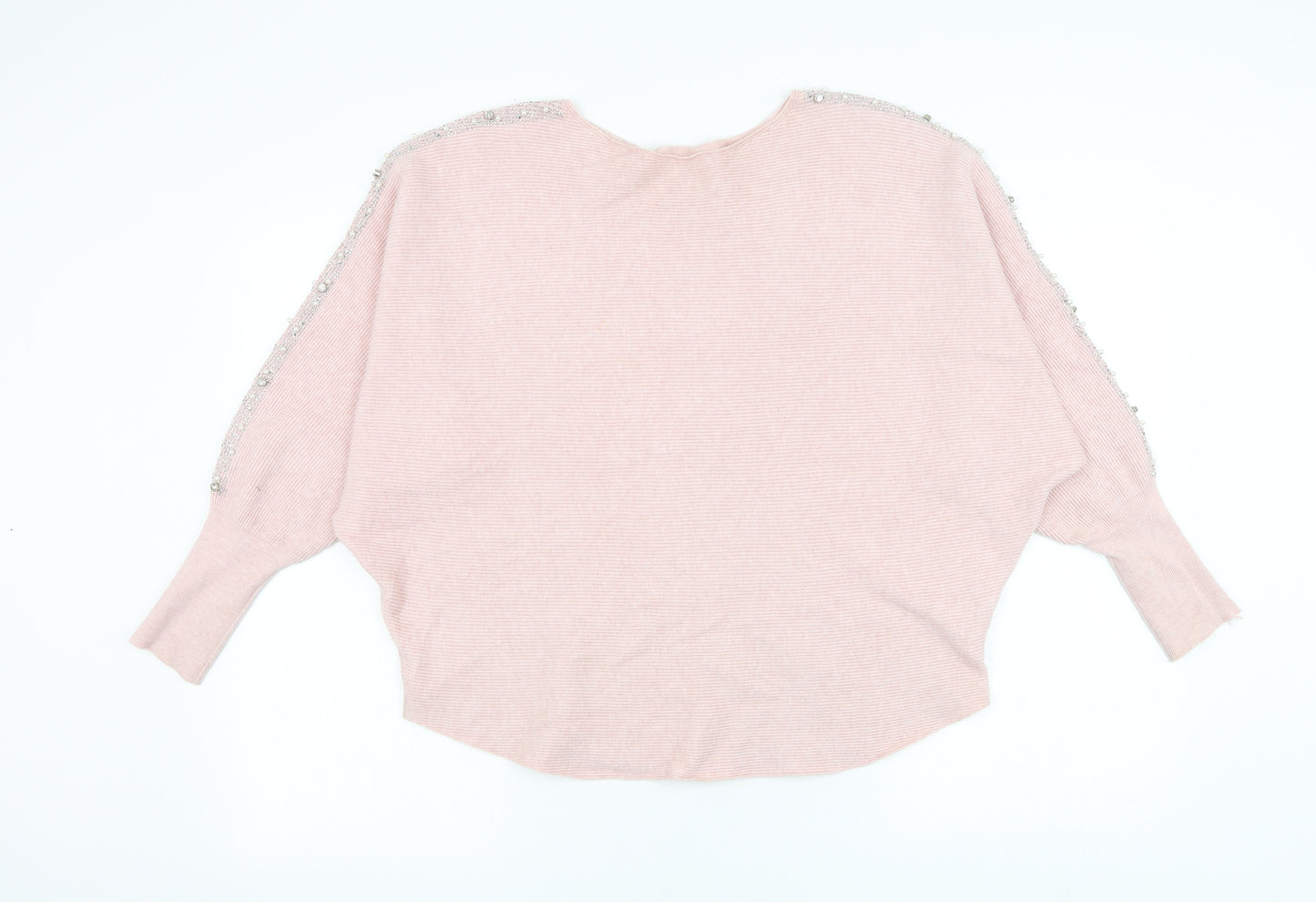 Preworn Womens Pink Boat Neck Viscose Pullover Jumper Size XL