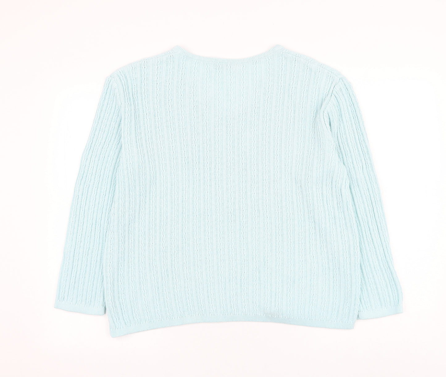Damart Womens Blue V-Neck Cotton Pullover Jumper Size 20