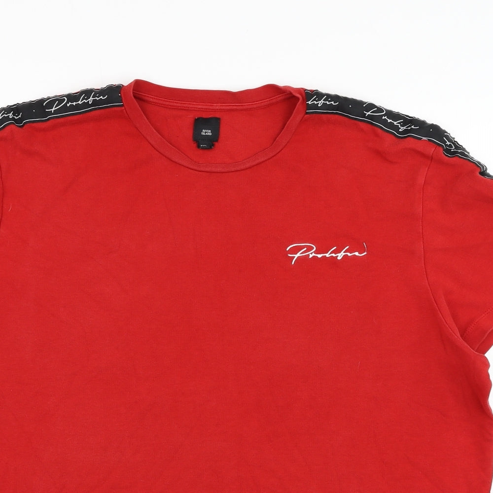 River Island Mens Red Polyester T-Shirt Size 2XL Round Neck - Prolific