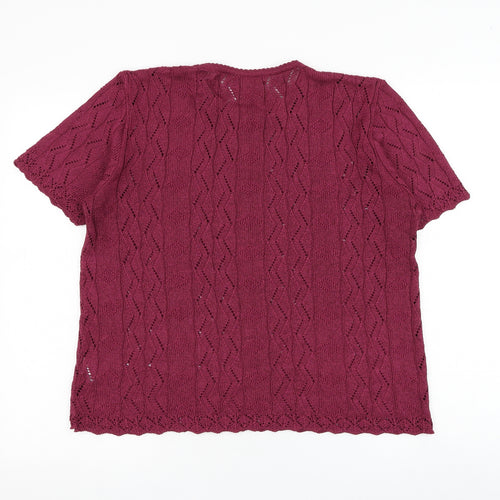 Berkertex Womens Purple Round Neck Geometric Acrylic Pullover Jumper Size 18
