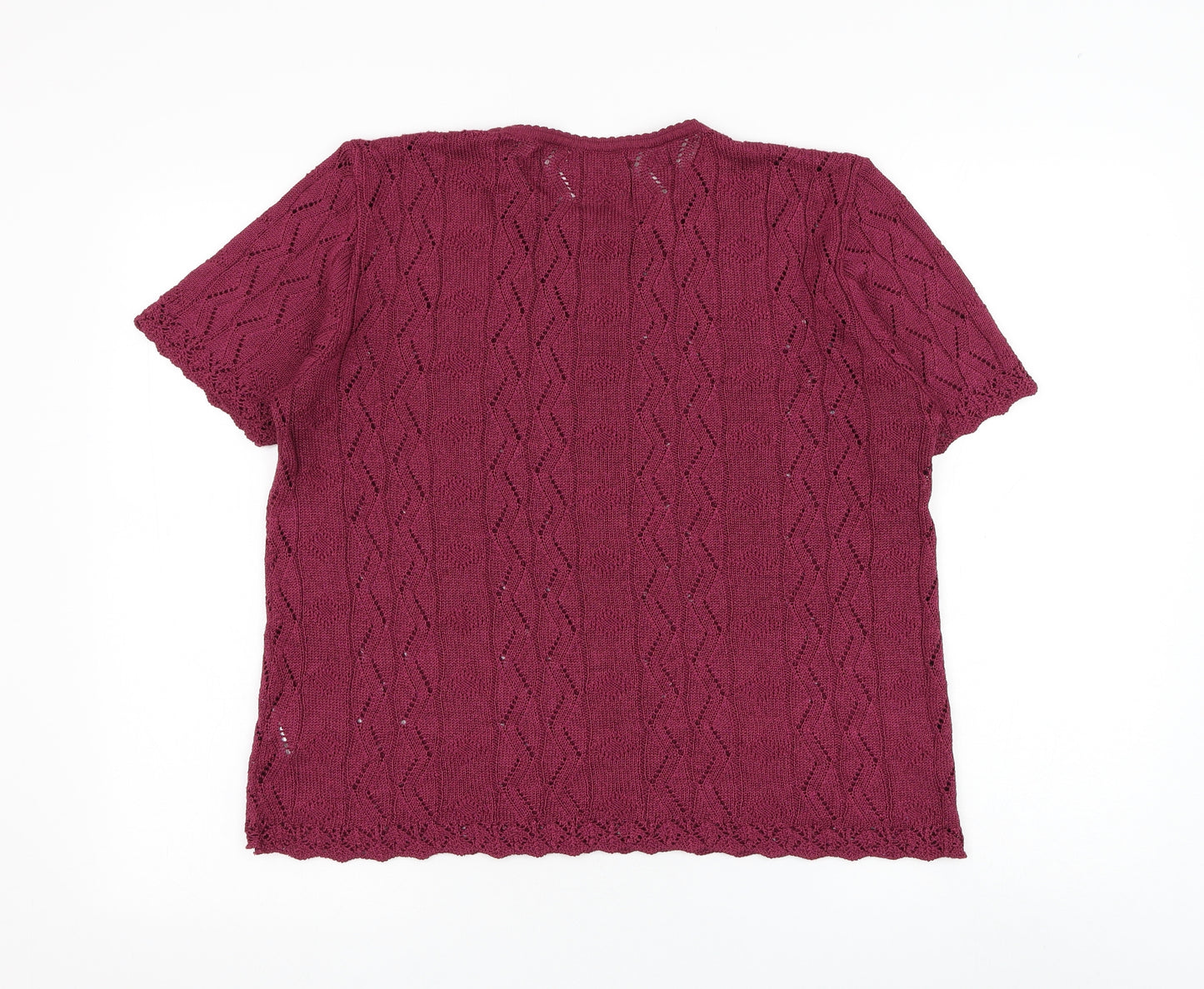 Berkertex Womens Purple Round Neck Geometric Acrylic Pullover Jumper Size 18