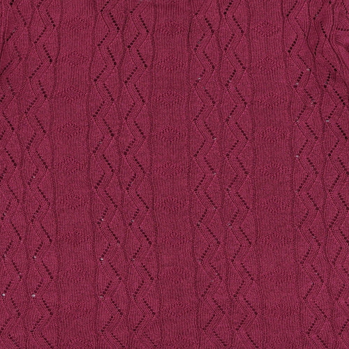 Berkertex Womens Purple Round Neck Geometric Acrylic Pullover Jumper Size 18