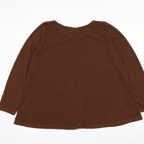 Nuova Collectione Womens Brown Round Neck Viscose Pullover Jumper Size M