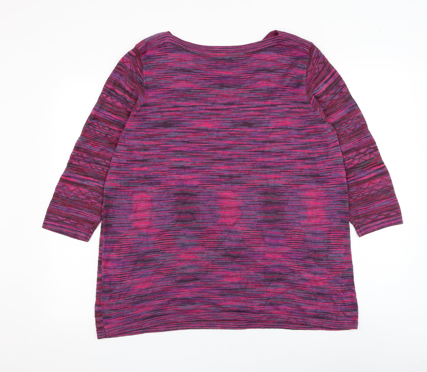 Bonmarché Womens Pink Boat Neck Striped Viscose Pullover Jumper Size 22