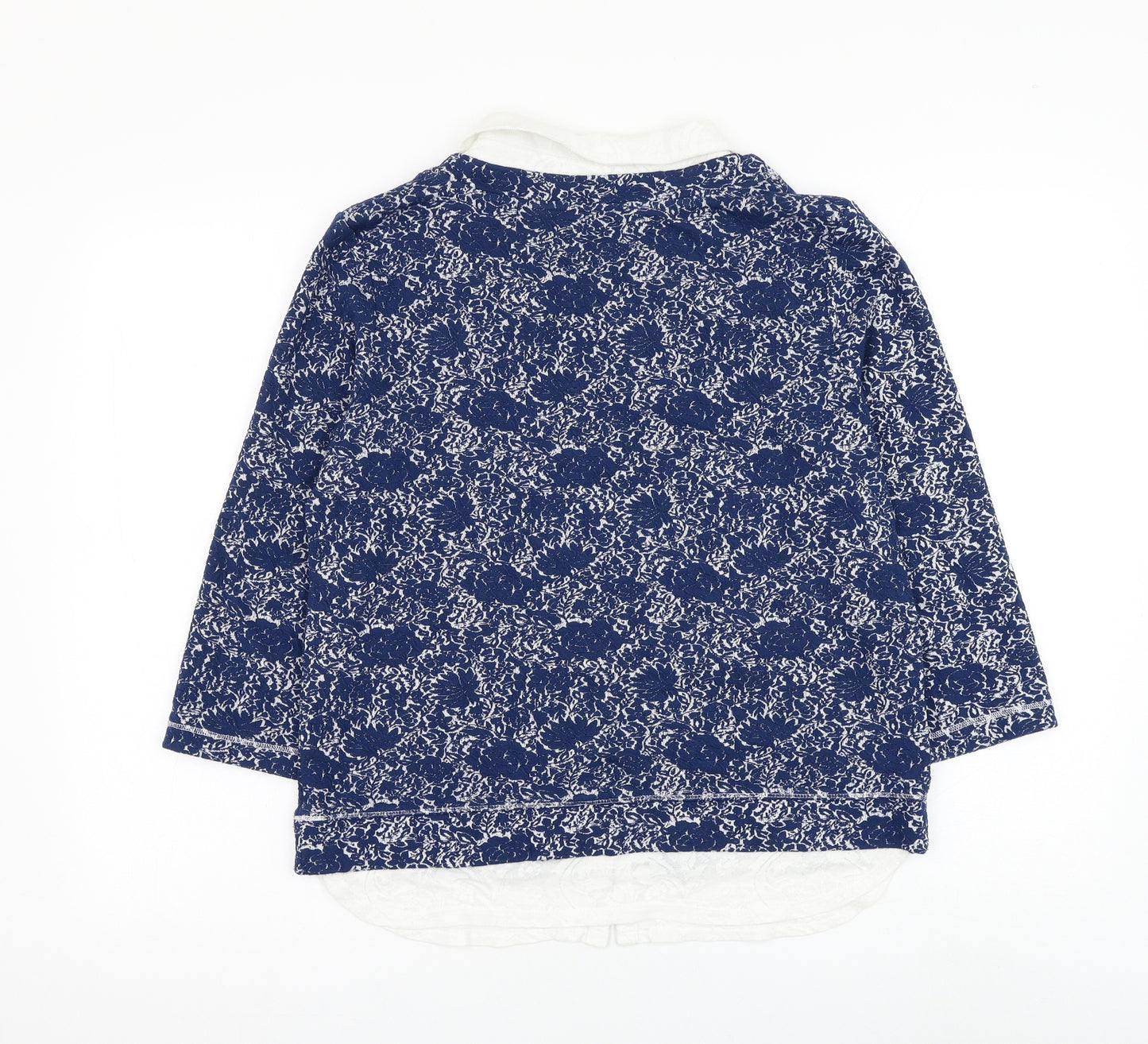 Marks and Spencer Womens Blue Collared Floral Viscose Pullover Jumper Size 12 - Shirt and Jumper