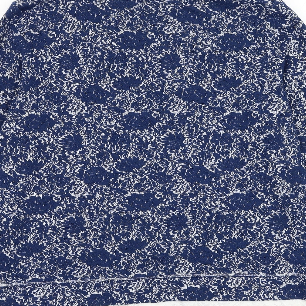 Marks and Spencer Womens Blue Collared Floral Viscose Pullover Jumper Size 12 - Shirt and Jumper