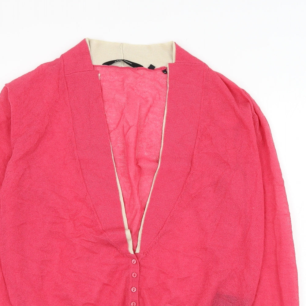 YAYA Womens Pink V-Neck Rayon Cardigan Jumper Size M
