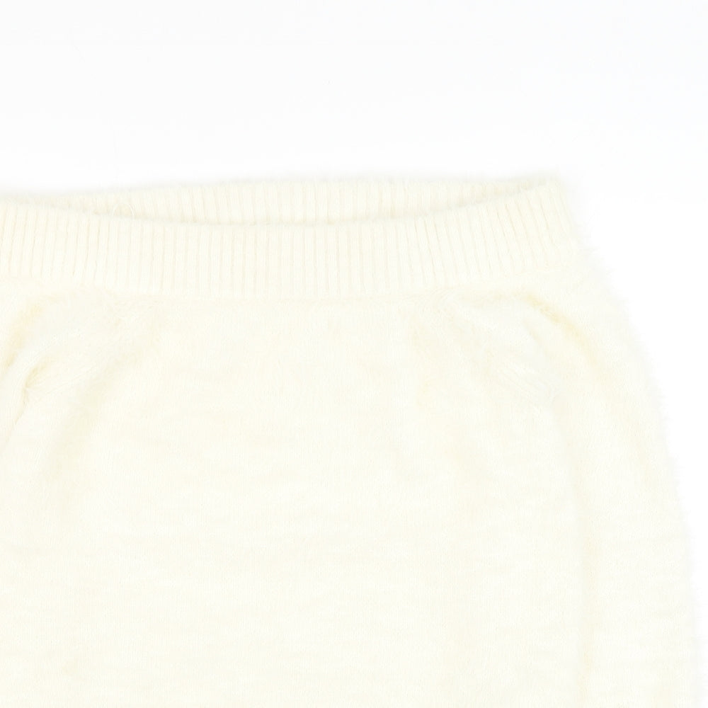 River Island Womens White Boat Neck Nylon Pullover Jumper Size 10