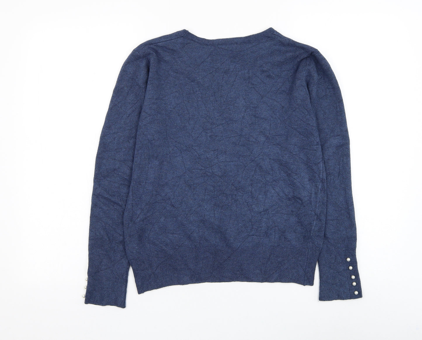 Roman Womens Blue Round Neck Viscose Pullover Jumper Size 14