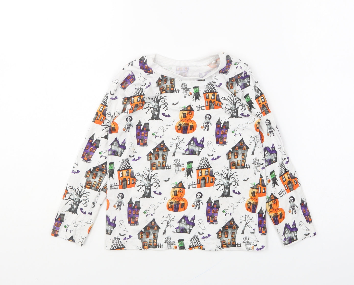 TU Boys Multicoloured Geometric Cotton Basic T-Shirt Size 2-3 Years Round Neck Pullover - Halloween Prints