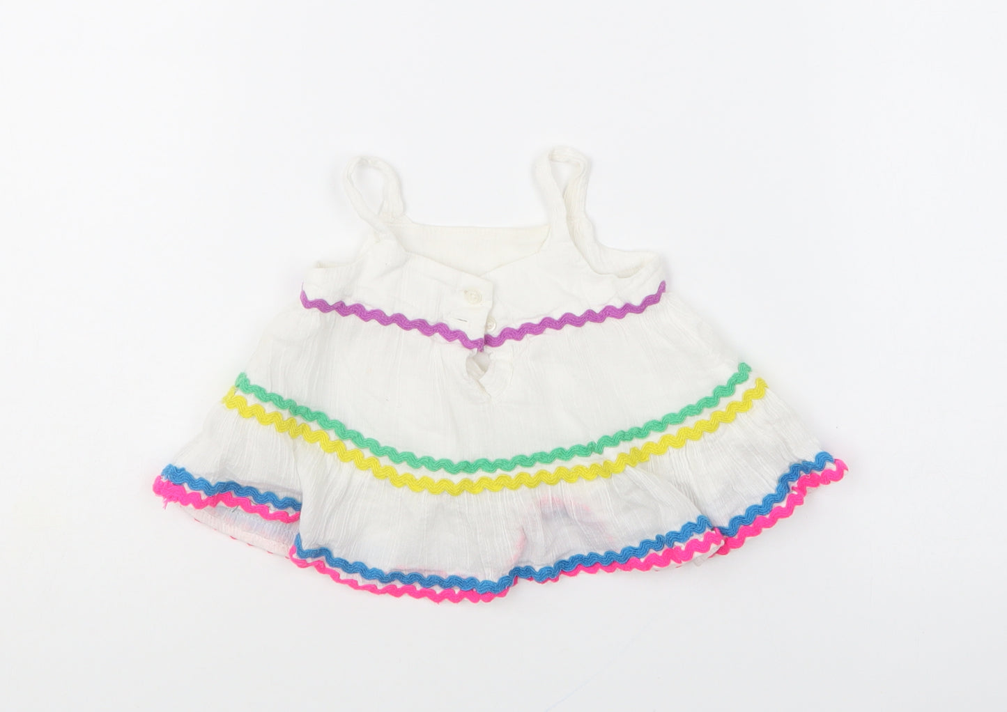 Gap Girls White Cotton Shift Size 3-6 Months Square Neck Button