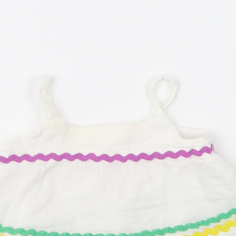 Gap Girls White Cotton Shift Size 3-6 Months Square Neck Button