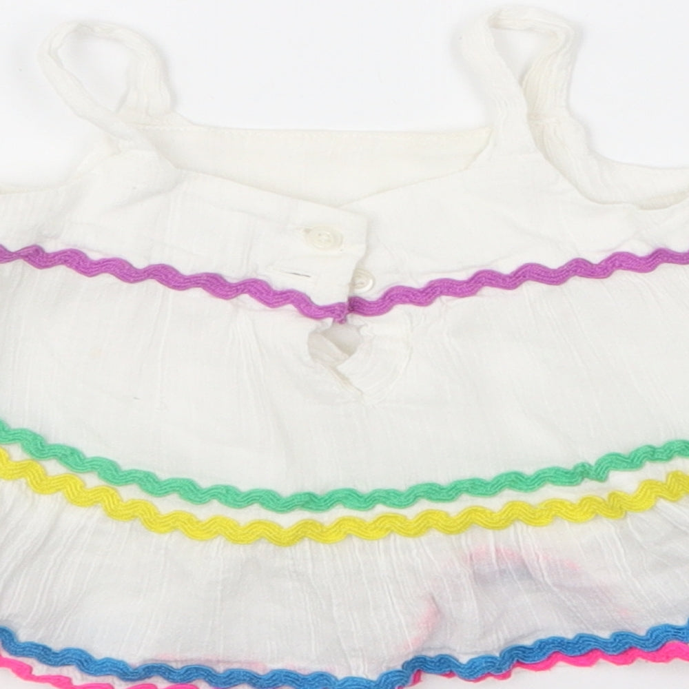 Gap Girls White Cotton Shift Size 3-6 Months Square Neck Button