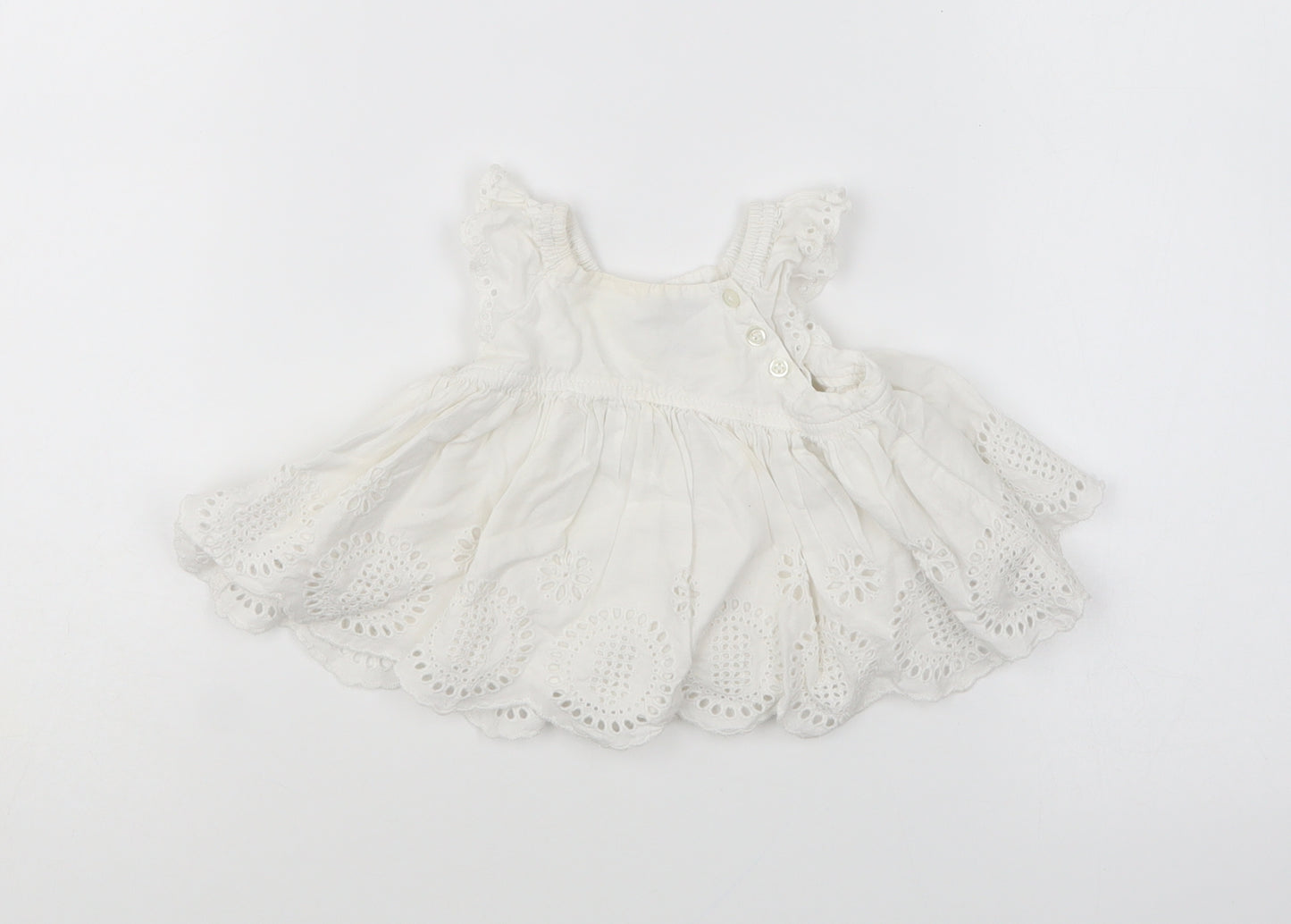 Gap Girls White Cotton Shift Size 3-6 Months Square Neck Pullover